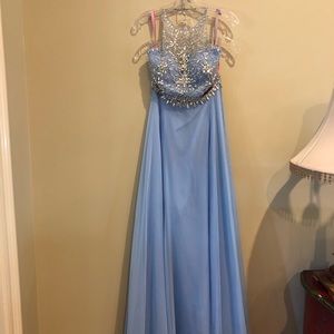 Two piece blue prom dress